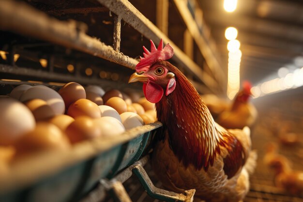 Foto industria de la granja de pollo instantánea estética