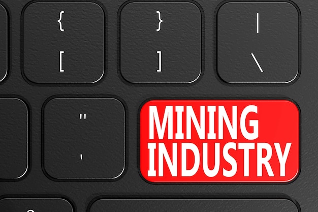 Industria minera en teclado negro