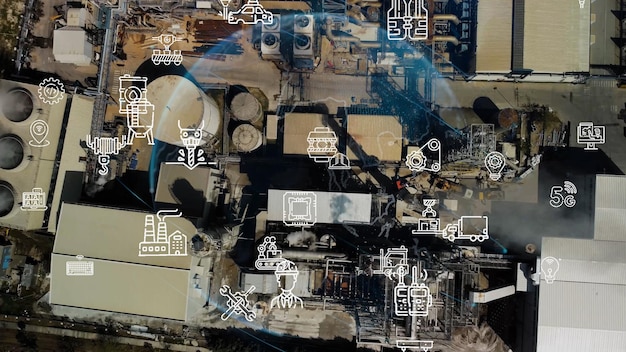 Industria de red de comunicación de concepto de fábrica inteligente