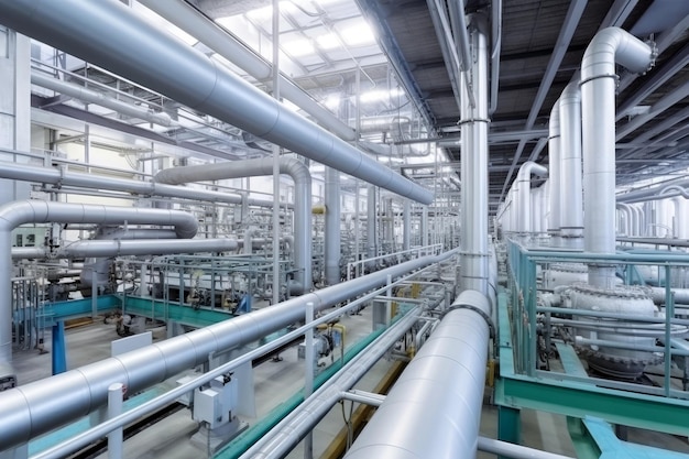 Industria transporte en rack de tuberías petroquímica fábrica de procesamiento de gas y petróleo turbina IA generativa