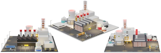 Industrieanlage mit Sonnenkollektoren EVcharging elektrische Fabrik Solarenergie isolierter Beschneidungspfad