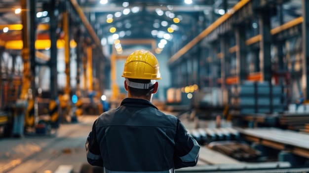 Industriearbeiter steht in einer Fabrik