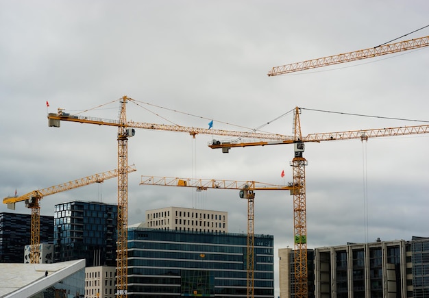 Industriekrane bauen Oslo Innenstadt Hintergrund hd