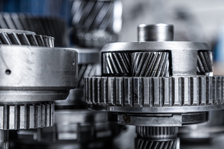 Foto industrielle metallzahnräder für den hintergrund