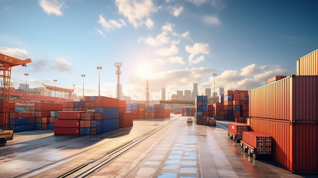 Industrieller Containerhof für logistische Erzeugungsanlagen