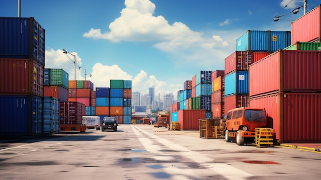 Industrieller Containerhof für logistische Erzeugungsanlagen
