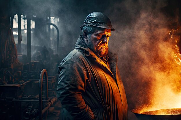 Foto industriemeister stahlhersteller in der metallurgischen stahlfabrik des ofens