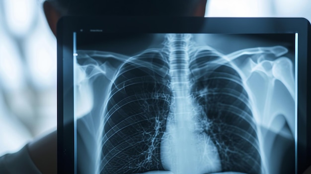 Infección por tuberculosis en los pulmones en las radiografías de tórax