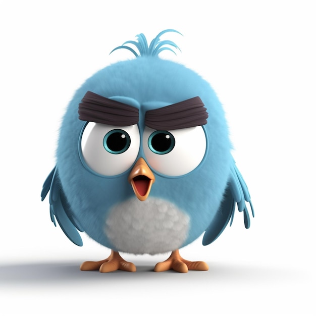 infeliz Twitter pássaro pixar estilo plano de fundo branco