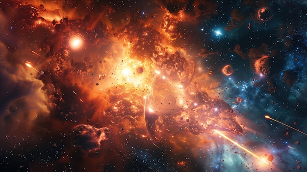 Inferno celeste cena cósmica atividade interestelar cometas de fogo atravessam um cenário repleto de estrelas marcado pelas maravilhas geológicas dos asteróides e as profundidades misteriosas das nuvens de poeira espacial