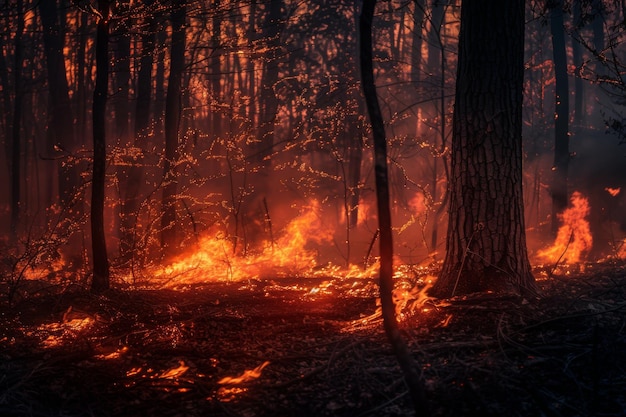 Inferno descontrolado Incêndio maciço engole florestas Chamas Fumaça e devastação Ação urgente