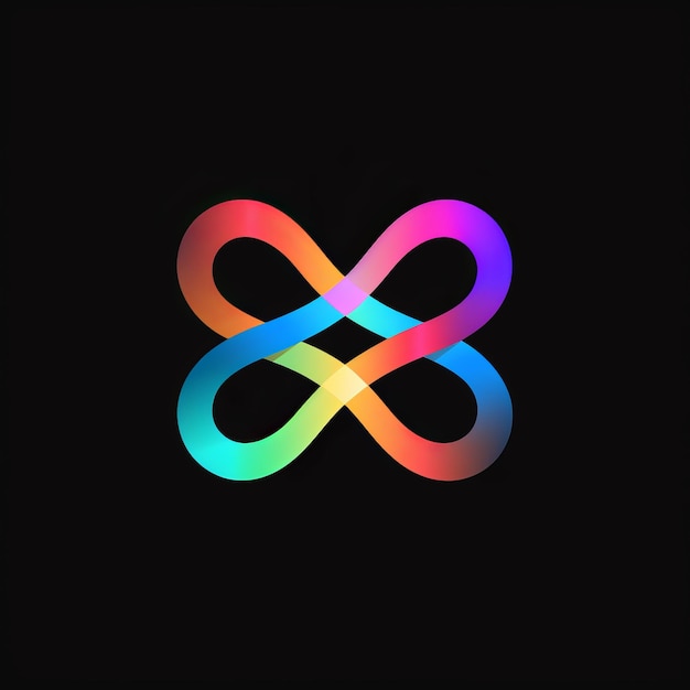 Foto infinite spectrum revela un logotipo minimalista posmoderno con un símbolo negro del infinito en un vibrante