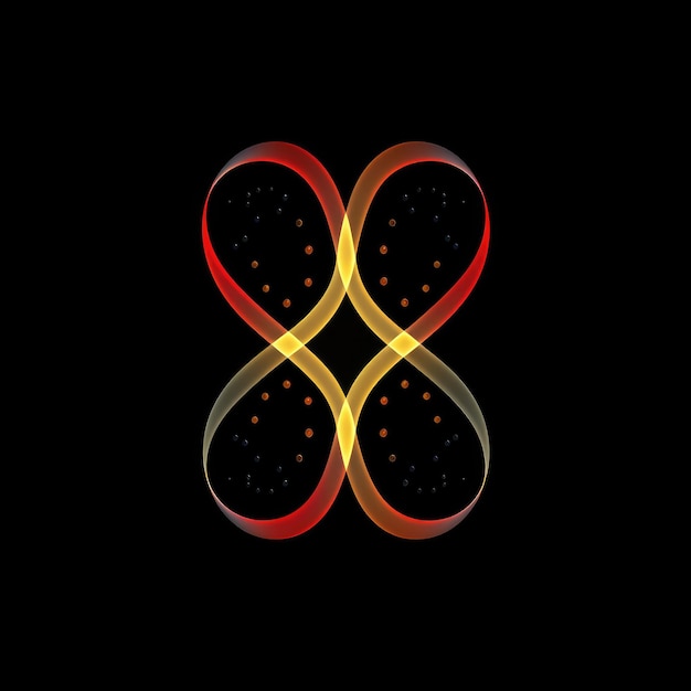 Infinity Neuron Uma ilustração de ícone plano cientificamente projetada em ouro preto e vermelho