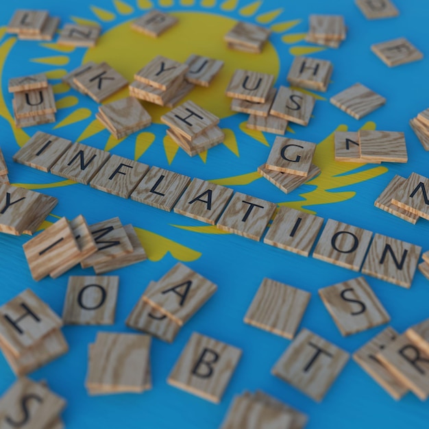 La inflación en Kazajstán con letras de Scrabble