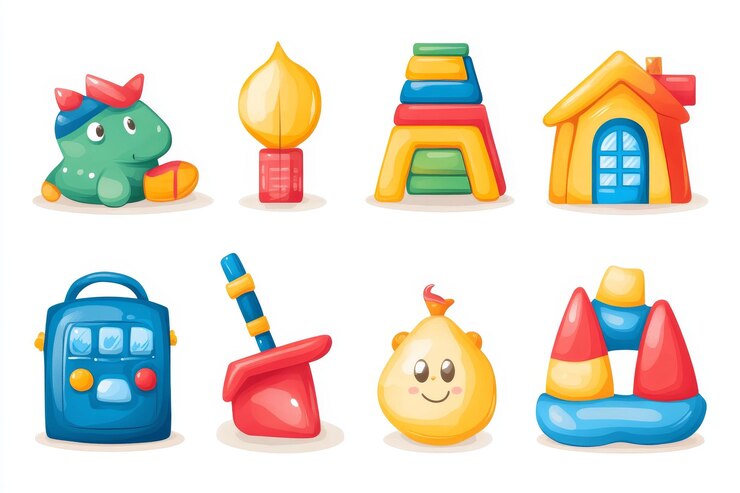 Foto inflatables y juguetes de dibujos animados coloridos para niños