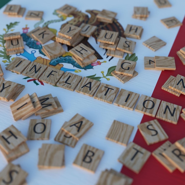 Foto inflation in mexiko mit scrabble-buchstaben