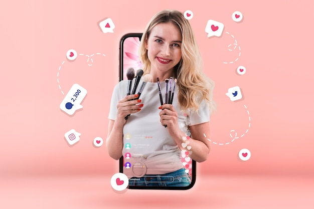 Influencer-Marketing für Frauen in mittlerer Aufnahme