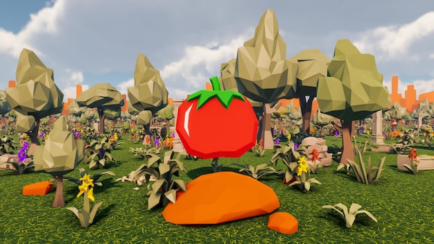 Influencia del paisaje con comunicación y campañas para el bienestar 3d render