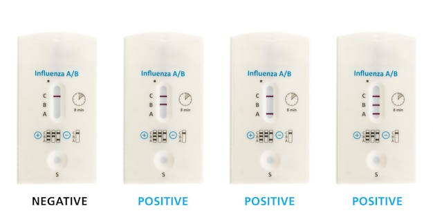 Influenza ab positives und negatives Testergebnis unter Verwendung einer Schnelltestkassette