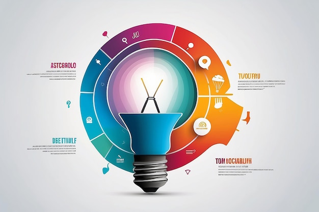 Infografía abstracta de la idea de la bombilla creativa