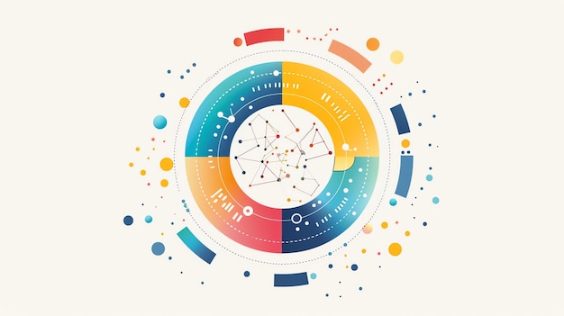 Infografía de círculo abstractamente colorido Los elementos están dispuestos de manera circular La infografía está dividida en cuatro cuadrantes