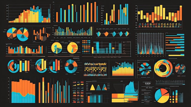 Infografía colorida con varios gráficos y gráficos