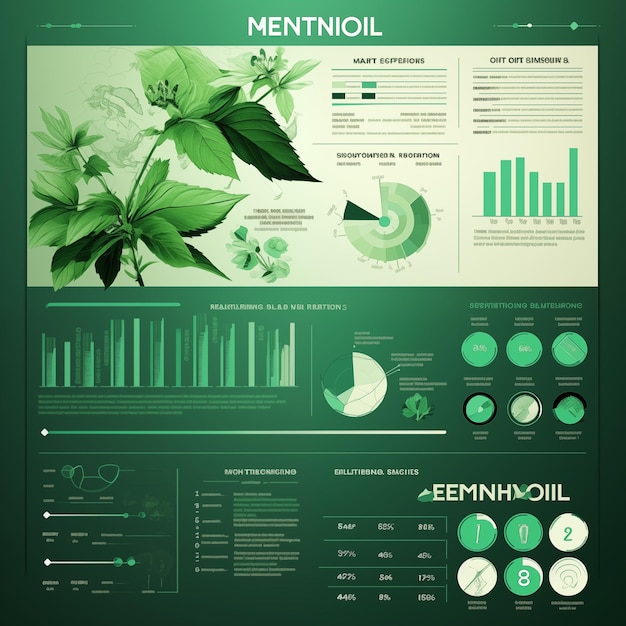 Infografia de inspiração Poster de planta de árvore de erva mentol com folhas e detalhes
