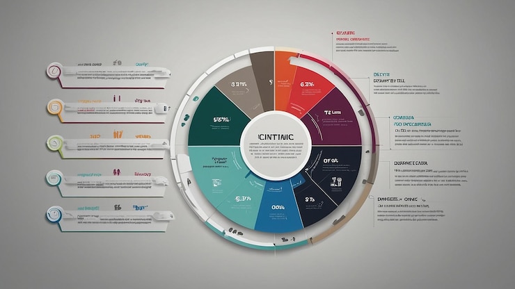 Foto infografía de diagrama circular plano