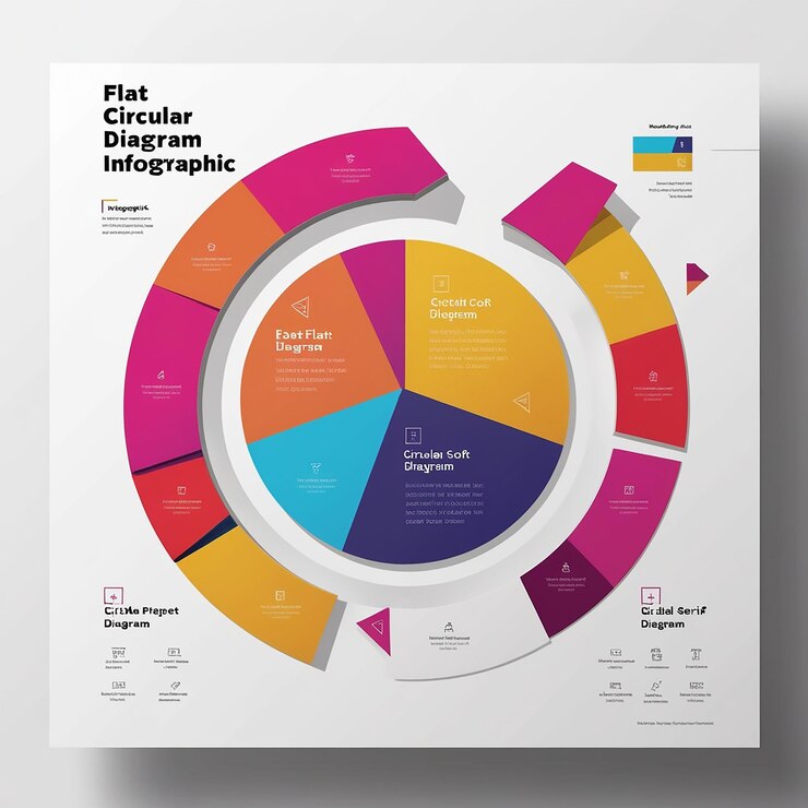 Foto infografía de diagrama circular plano