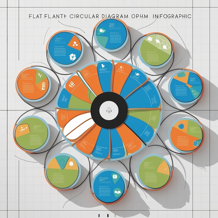 Foto infografía de diagrama circular plano