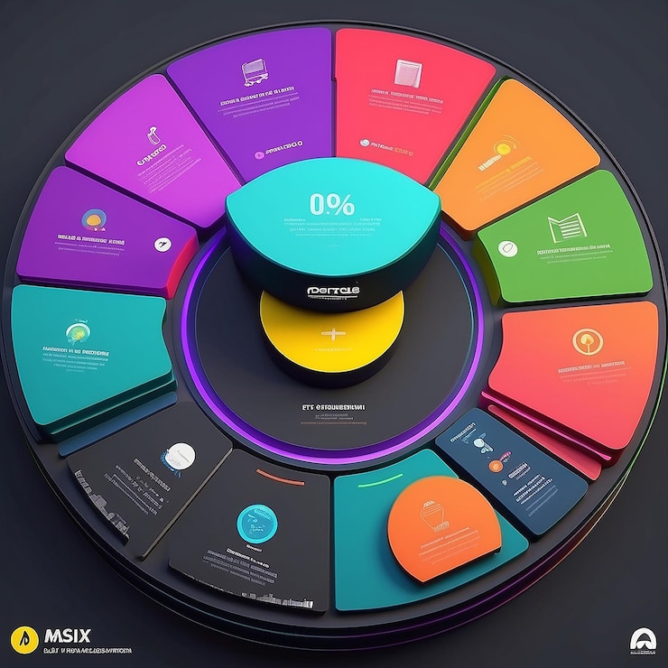 Foto infografía de diagrama circular plano