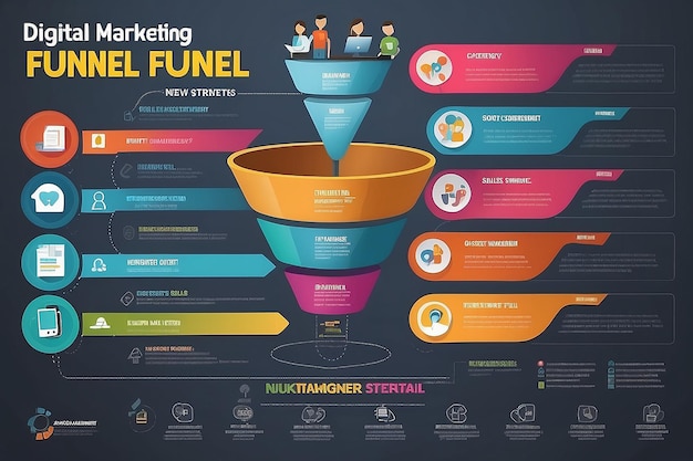 La infografía del embudo de marketing digital gana nuevos clientes con estrategias de marketing