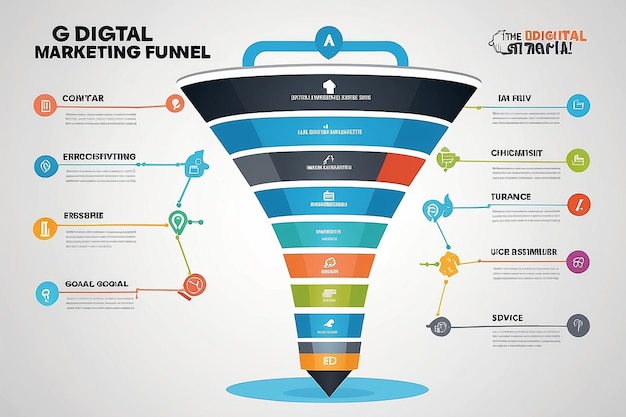 Foto la infografía del embudo de marketing digital gana nuevos clientes con estrategias de marketing