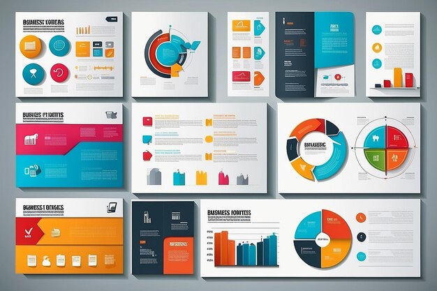 Foto infografía empresarial con vector de diseño de papel de nota