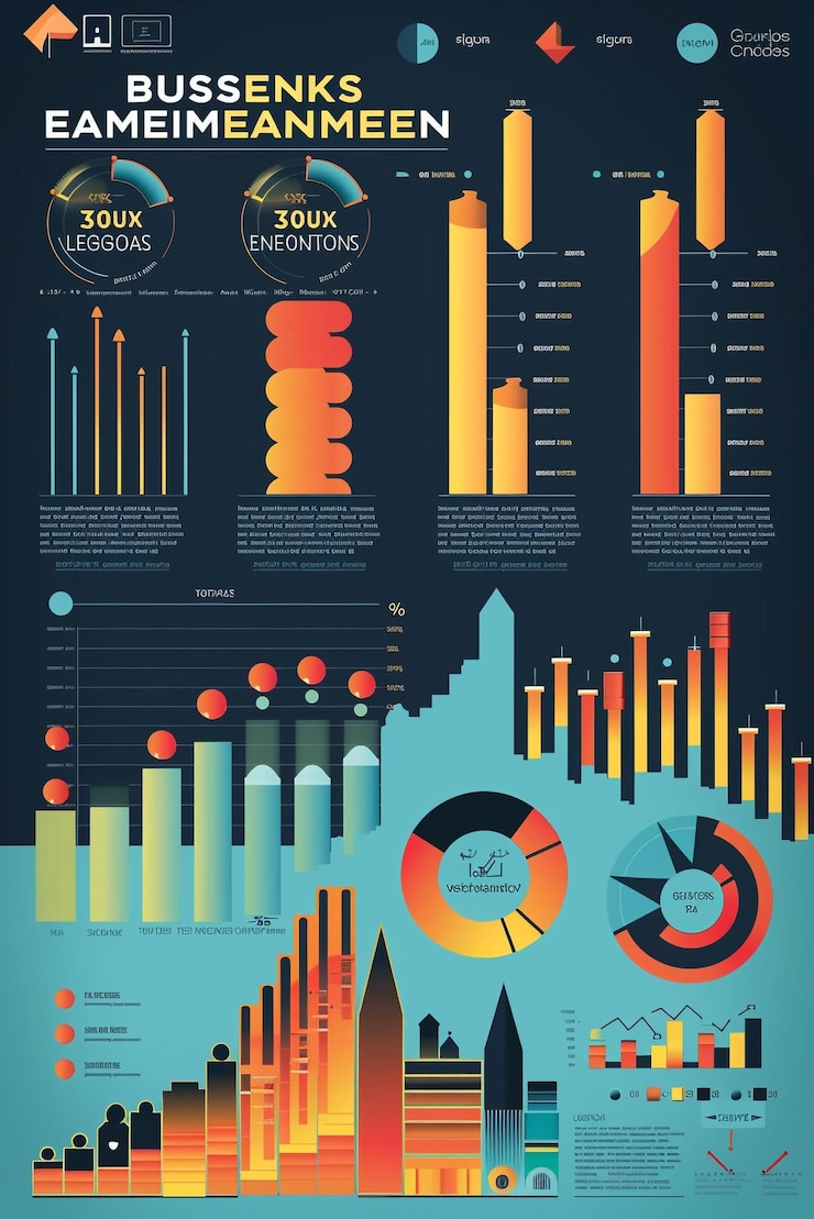 Foto infografía de expansión de negocios en un cartel vibrante de diseño limpio