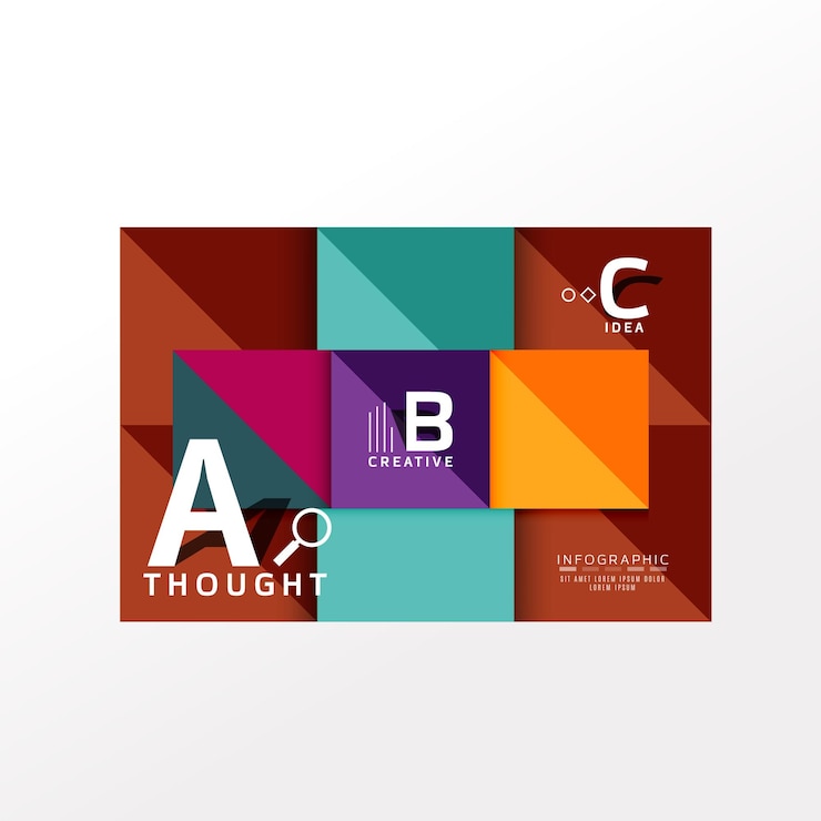Foto infografía geométrica información de papel de banner a b c diagrama de opciones creado con formas de color ilustración vectorial