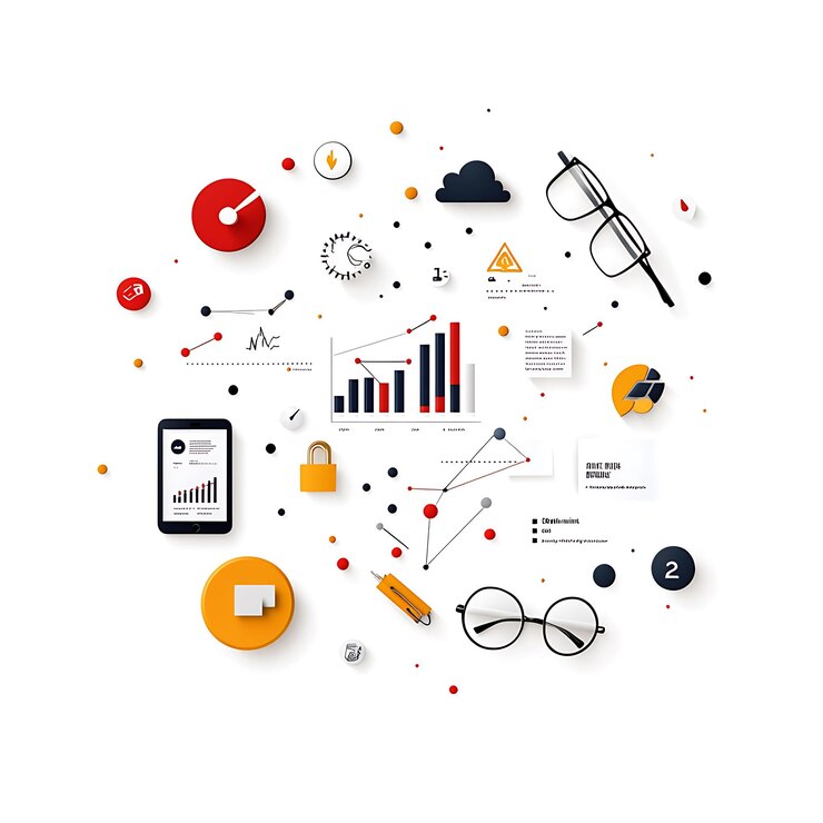 Foto una infografía que explica el concepto de marketing digital con gráficos y diagramas