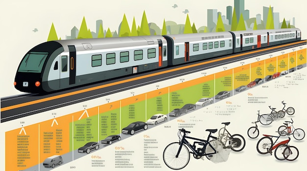 Foto una infografía que muestra la huella de carbono de los diferentes modos de transporte