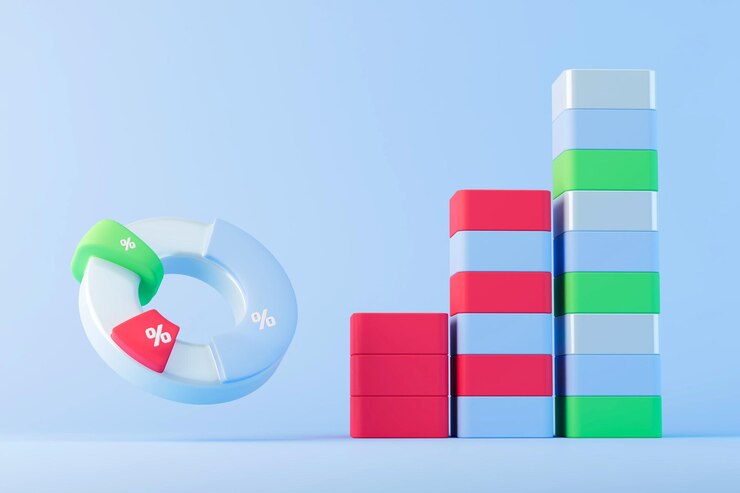 Foto infografías de tasas de interés concepto de negocio exitoso ilustración de renderizado 3d