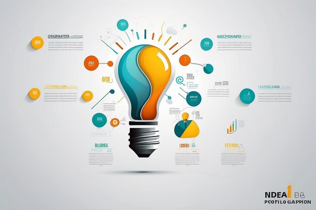 Foto infográfico abstrato de ideia criativa de lâmpada
