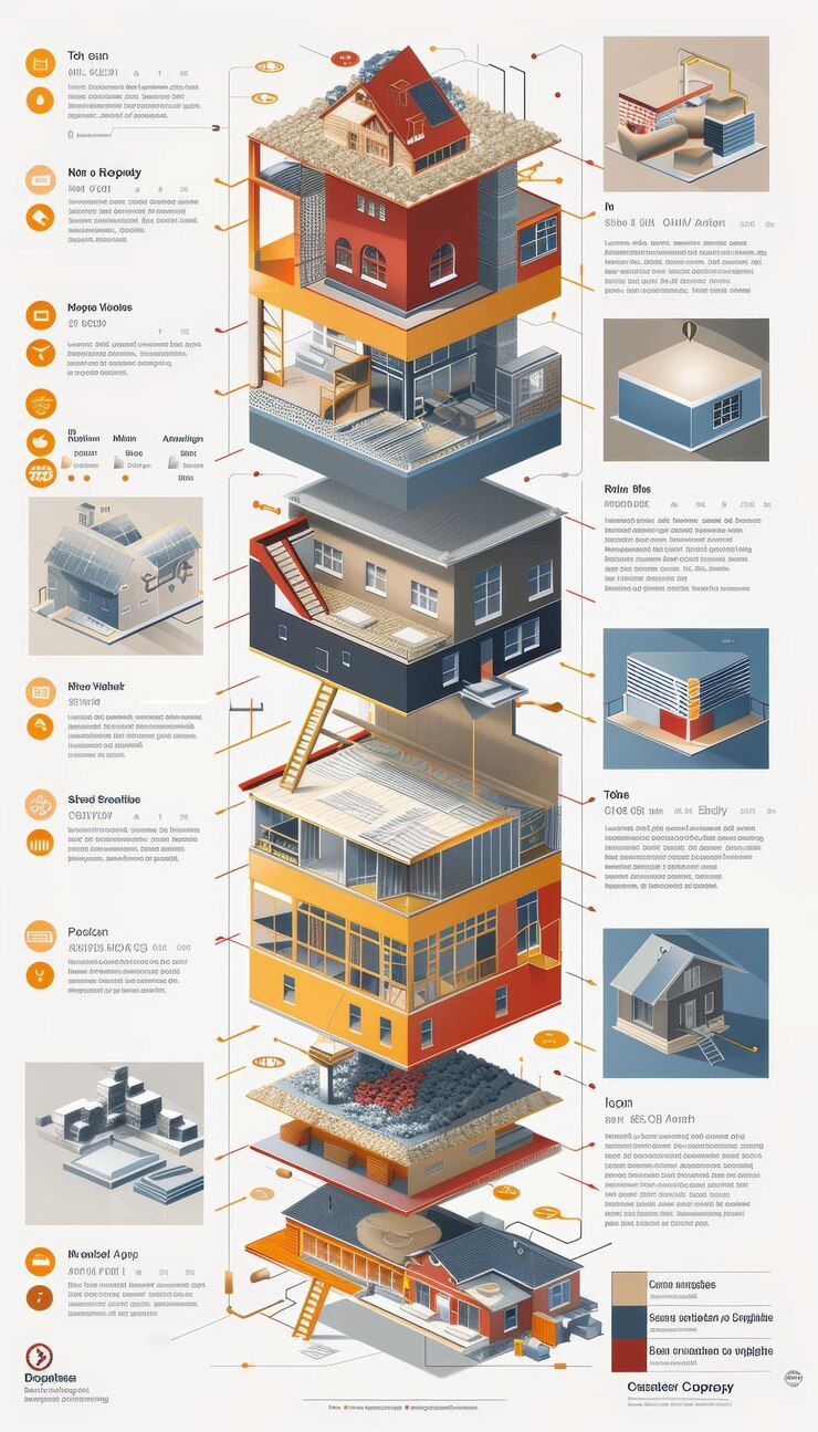 Foto infográfico de condutividade térmica e rentabilidade dos materiais de isolamento para comercialização e educação