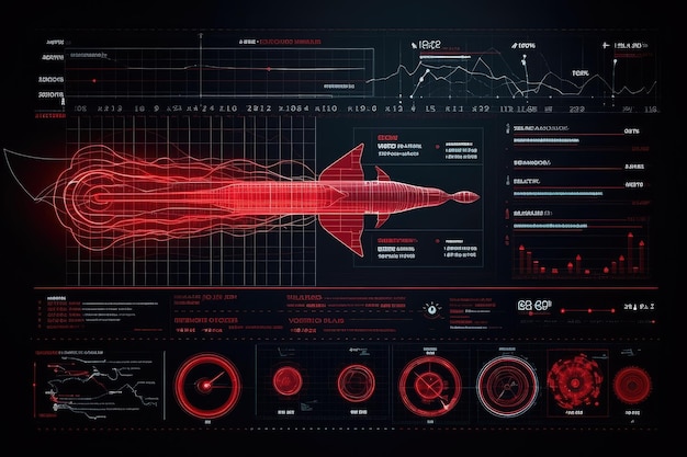 Infográfico de foguete vermelho