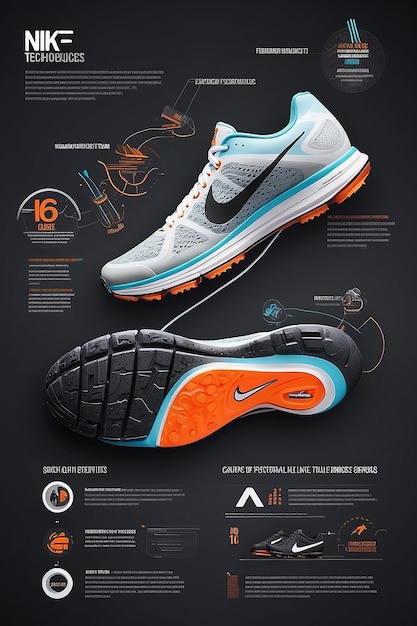 Foto infográfico dinâmico da nike shoe technologies