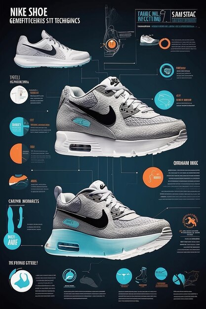 Foto infográfico dinâmico da nike shoe technologies