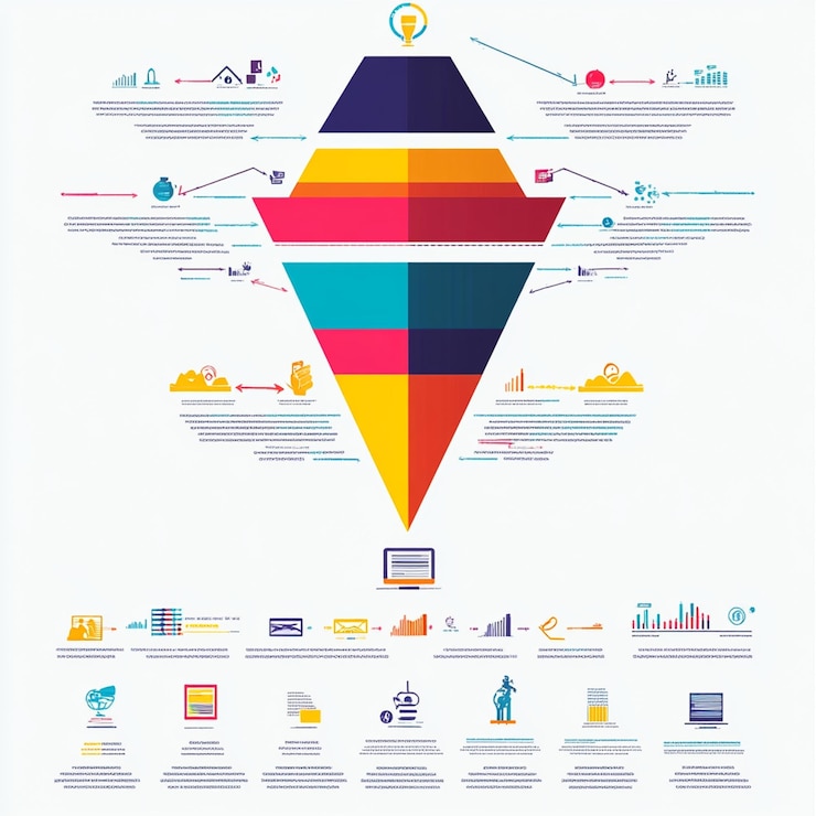 Foto infográfico de embudo de ventas con viaje del cliente
