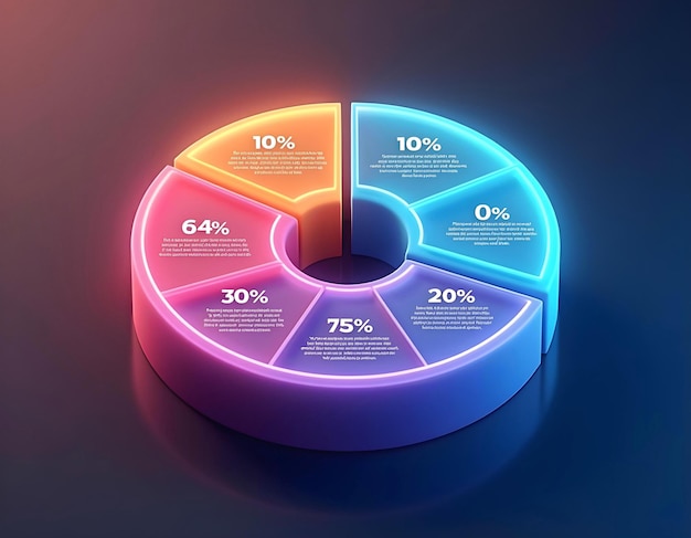 Infográfico de gráfico de pastel de visualización de datos de colores