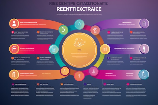 Infográfico vibrante descrevendo as etapas para o Generative ai