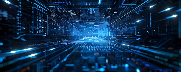 La información fluye a través del ciberespacio a través de placas de circuitos que simbolizan el concepto de red global