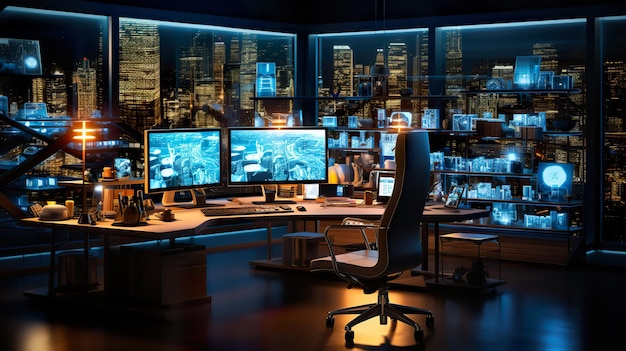 Informatik-Labor, Hochtechnologie, glänzende ästhetische Umgebung, futuristischer Nex-Level-Hintergrund