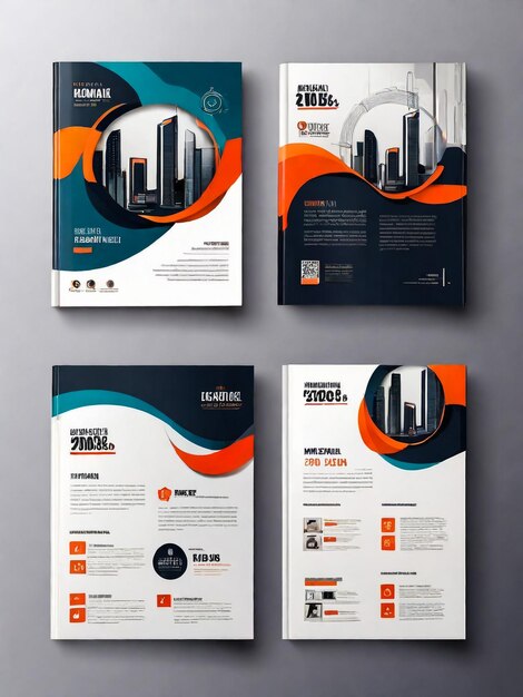 Foto informe anual plantilla de folleto de folleto diseño de portada naranja publicidad de negocios anuncios de revistas catálogo de libros infografías elemento diseño vectorial en tamaño a4
